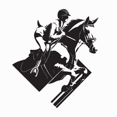 Female Equestrian Athlete Jumping Over Obstacle During Intense Show Jumping Competition Event