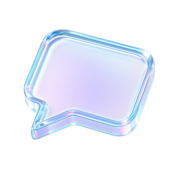 translucent 3d Glossy talking bubble icon representing communication and dialogue with a modern aesthetic on a transparent background for digital applications and graphics.