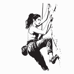 Determined Female Boulderer Climbing Indoor Wall Showing Strength and Focus During Training