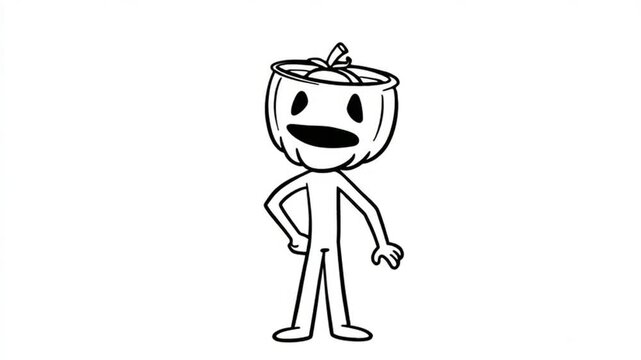 Curious Pumpkin Head Character Scratching Head