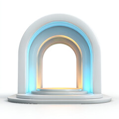 Fototapeta premium Futuristic Archway Podium With Glowing Accents isolated on a transparent background