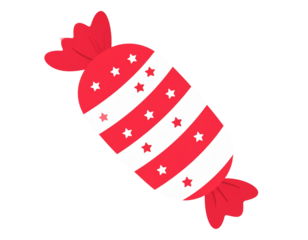 AFlat Vector Candy Wrapper with Stripes and Stars, Cartoon Style Packaging, Transparent PNG
