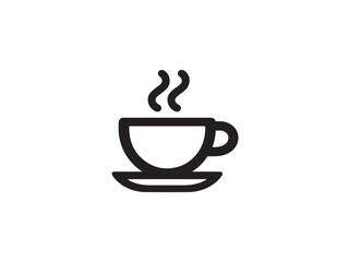 Steaming black tea icon in clean outlined vector