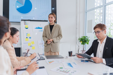 Group of business people are having a meeting at the office.