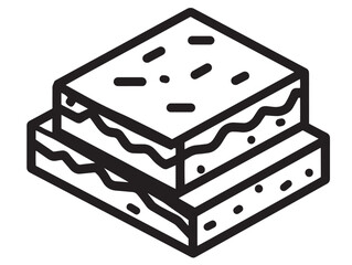 Tasty brownie squares icon in outlined vector style