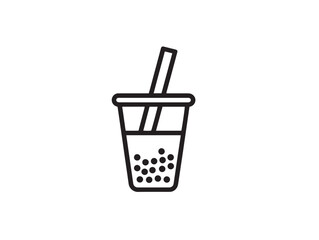 Refreshing bubble tea cup icon in clean vector