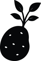 Silhouette potato plant growing with leaves vector illustrator