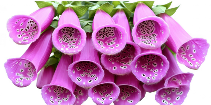 Foxglove flower blossom close up on transparent png background