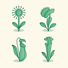 Venus Flytrap and Pitcher Plant Botanical Icons
