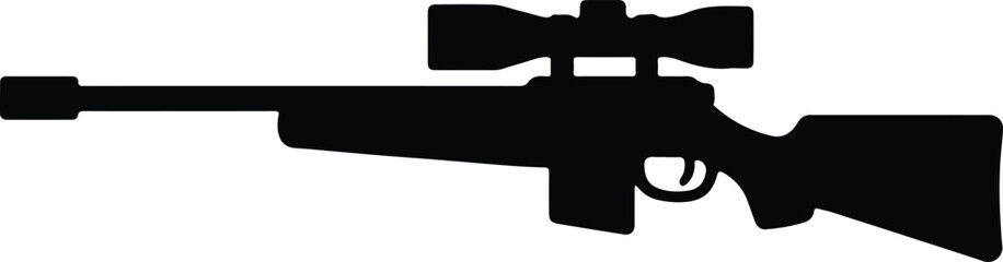 Silhouette sniper rifle with scope hunting vector illustrator