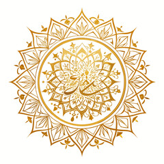 Vector art of eid mubarak saeed greeting with golden mandala isolated on white background