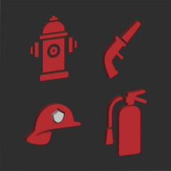 Fire Safety Equipment Silhouette Icons