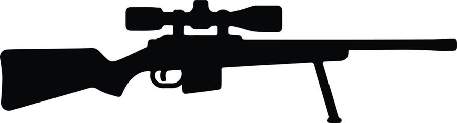 Silhouette Sniper rifle with scope shooting military vector illustrator