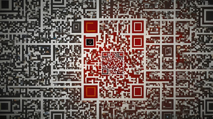 Intricate digital labyrinth of QR codes representing a futuristic concept for secure data and online connectivity.
