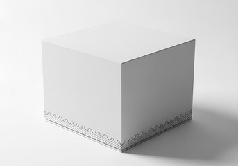 Clean white cardboard box with subtle decorative pattern on the bottom edge