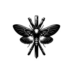 Detailed illustration of a moth or butterfly isolated on white background