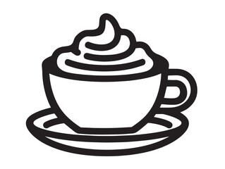 Hot cappuccino mug icon in clean vector drawing