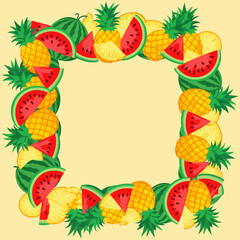 Pineapple and Watermelon Frame, Summer Fruit Border