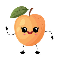 Kawaii peach character with big eyes and smiling expression