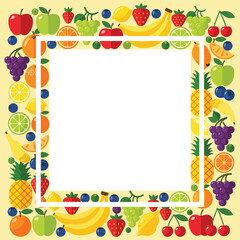 Assorted Fruit Border, Healthy Food Frame