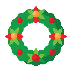Christmas Wreath Vector Design on White Background
