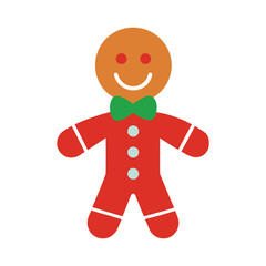 Cute Gingerbread Man Vector on White Background for Christmas