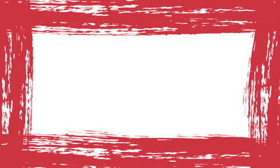 Grunge Red Frame with Rough Brush Texture