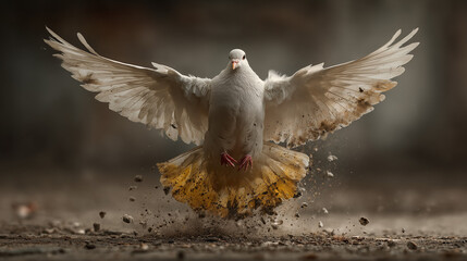 Peace Dove Flying over Radiation Sign - Anti-Nuclear Message for Global Awareness 