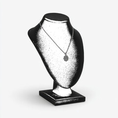 Obraz premium Silver necklace on black velvet display isolated on a transparent background jewelry