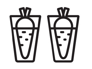 Fresh carrot juice icon in minimal line vector