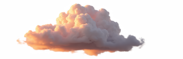 Fluffy cloud with soft pastel colors, illuminated by sunlight, creating serene and tranquil atmosphere