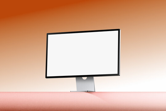 blank imac screen mockup,Modern Monitor Mockup, Realistic Template with UI Interface on Wide Screen for Web Presentation, Application Design Display, or Digital Product Promotion