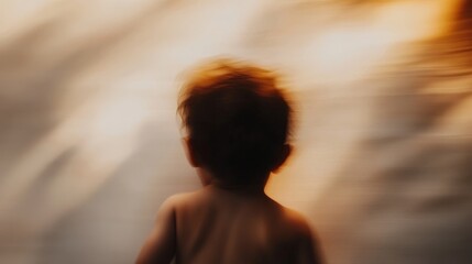 A blurry image of a child's head with a blurry background