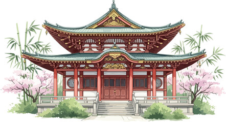 Obraz premium water colour illustration of a Temple in isolated on white background
