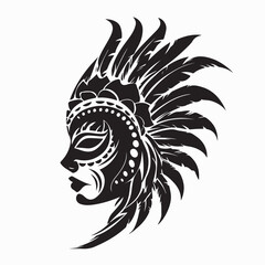 Elegant Venetian Carnival Mask with Feathers and Black and White Decorations