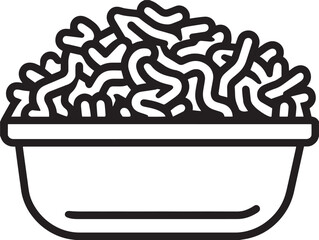 Delicious chicken fried rice icon in clean vector style