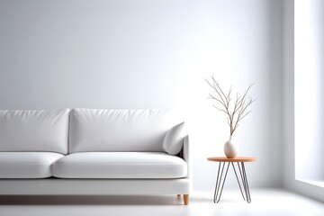 Modern Minimalist Living Room with Sofa and Branch Decoration