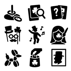 St. Patrick's Day Icons. Solid, filled icons set of St. Patrick’s Day games and fun: ring toss, shamrock