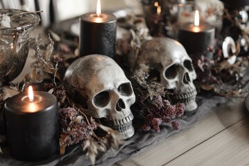 Evil invitation to a haunted party under the glowing moonlight featuring mysterious silhouettes of vampires and monsters a spooky skeleton poster layout