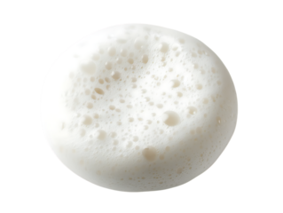 Close up of a textured white sphere isolated on transparent background
