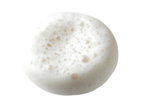 Close up of a textured white sphere isolated on transparent background