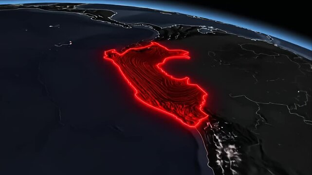 Peru neon outline map image
