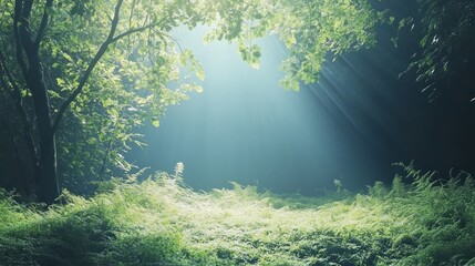 Obraz premium Sunlight Piercing Forest Floor