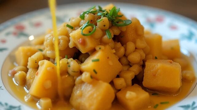 Yuca con Mojo served authentically on a plate
