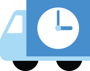 A simple vector icon of an express delivery truck with a clock, representing fast shipping, time-sensitive logistics, and courier services. Ideal for same-day delivery, and e-commerce service visuals.