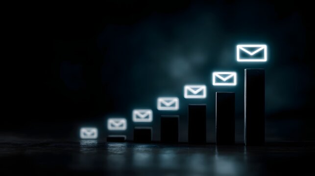 Email subscriber list growth chart with digital marketing data visualization