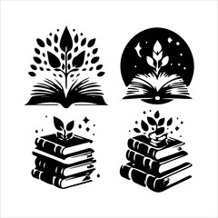 Book vector art  black and white