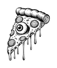 An eyeball pizza slice vector