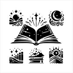 Book vector art  black and white