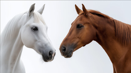 Obraz premium お正月の干支・動物_午年のかっこいい駿馬と白馬の写真_年賀状